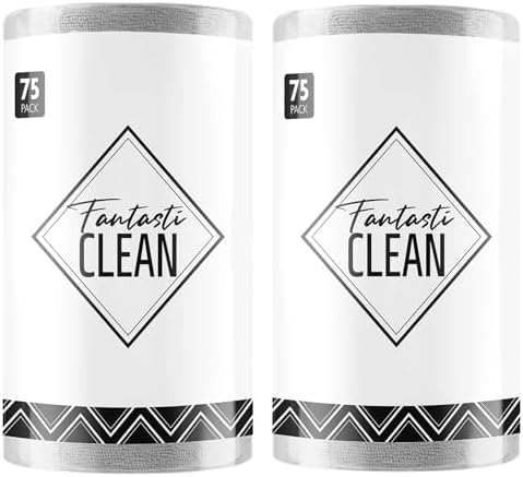 Fantasticlean Microfiber Cleaning Cloth Rolls- 150 Sheets (2 Rolls of Grey) by Fantasticlean