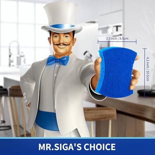 MR.SIGA Non-Scratch Cellulose Scrub Sponge, Dual-Sided Dish Sponge, 12 Pack - Image 2