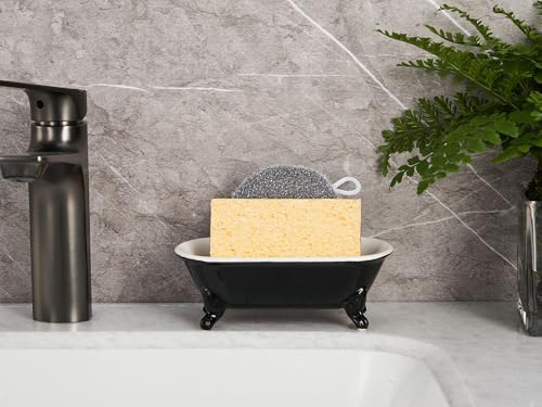6.5" Ceramic Mini Clawfoot Bathtub Soap Dish,Bar Soap Holder,Black - Image 6