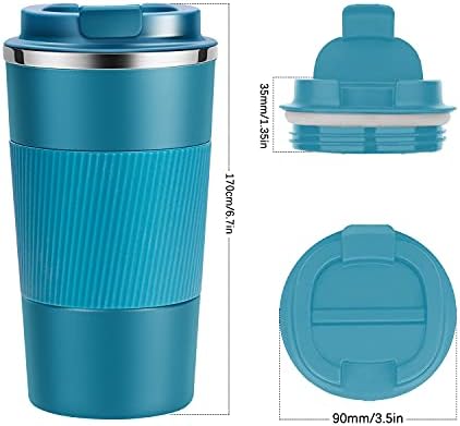 YINJOYI 17oz Travel Coffee Cups Insulated Mug Thermal Tumbler to Go with Lid Leak Proof Reusable Stainless Steel Coffee Mug Spill Proof for Hot and Iced Cold Drinks (Blue, 510ml) - Image 4