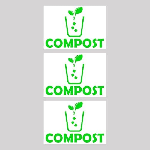 Trash Recycle Compost Stickers Set of 3 Recycle Sticker Vinyl Decal for Recycle Bin, Compost Bin, Trash Can Symbol to Organize Garbage containers Trash Can (Compost White, 10x7inch) by XTRAYXRAY