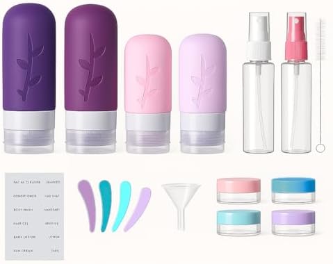 Tocelffe TSA Approved Travel Containers for Toiletries - Leak Proof Silicone Bottles, Refillable Liquid Travel Essentials for Shampoo, Conditioner, Lotion - Image 2