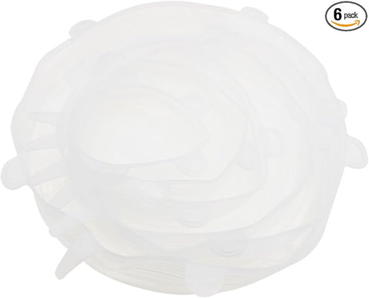 6PCS Sealed Lid White Silicone Bowl Covers 6 Reusable Food Storage Covers in Different Sizes to Fits Most Containers