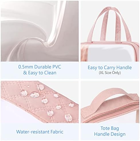 PACKISM Clear Makeup Bag Travel - TSA Approved Toiletry Bag, 3 Pack Pink - Image 5