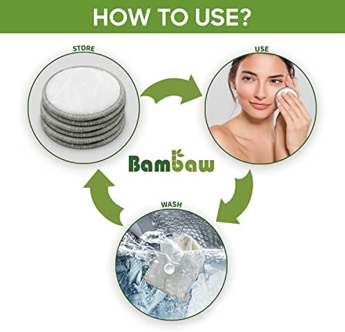 Bambaw Reusable Cotton Rounds for Face, 16 Rounds with 1 Bag for Laundry & Storage, Reusable Cotton Pads for Face, Soft & Exfoliating Eye Makeup Remover Pads - Image 4