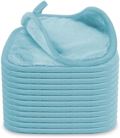 Puomue Makeup Remover Cloth 12 Pack, Ultra Soft and Reusable Microfiber Makeup Remover Towels for All Skin Types, Perfect Face Towels for Women, 6 Inch x 6 Inch, Blue by Puomue