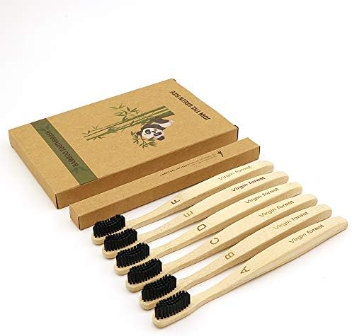 Virgin Forest Bamboo Toothbrushes 6pk, Charcoal Bristles BPA Free Eco - Image 2