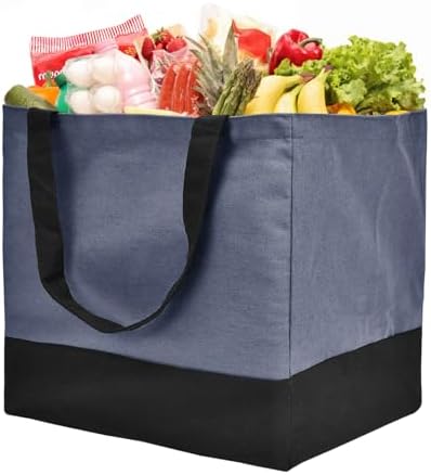 Canvas Reusable Grocery Bags Heavy Duty, 8.3 gal Foldable Large Tote Bag with Handles, Holds 60 lbs Canvas Shopping Bags, 1 Pack - Image 4