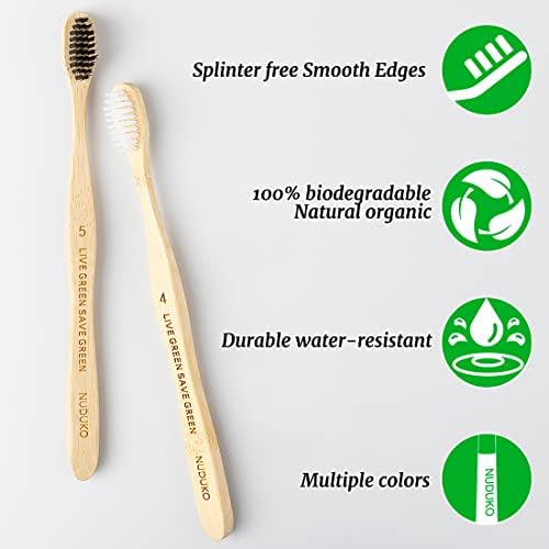 Bamboo Toothbrushes 10 Pack, BPA Free Biodegradable Soft Bristle Toothbrush - Image 3