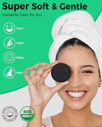 ProCIV Reusable Makeup Remover Pads, 25 Packs Organic Washable & Eco, Black - Image 3