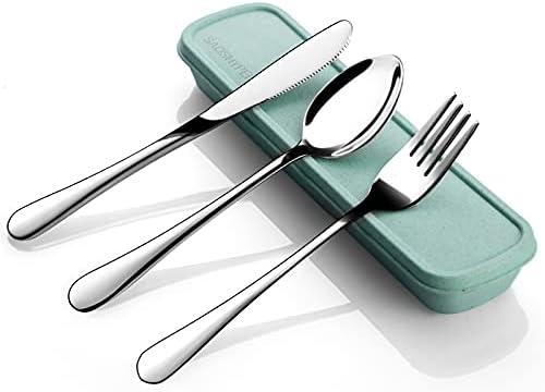 SAOSHYPEI Portable Cutlery Set with Case, 4-Piece Stainless Steel, Silver by SAOSHYPEI