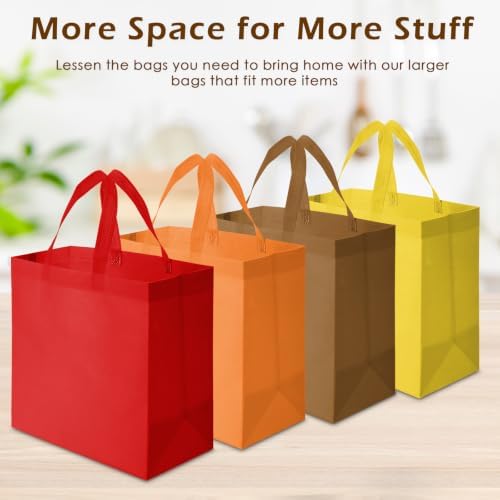 Reginary 100 PCS Non Woven Tote Bags Bulk,Orange, Brown, Yellow, Red - Image 5