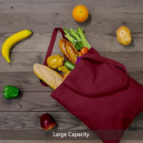 TOPDesign 6-Pack Economical 16"x15" Burgundy Cotton Tote Bags, Lightweight Medium Reusable Grocery Shopping Cloth Bags, Suitable for DIY, Advertising, Promotion, Gift, Activity - Image 6