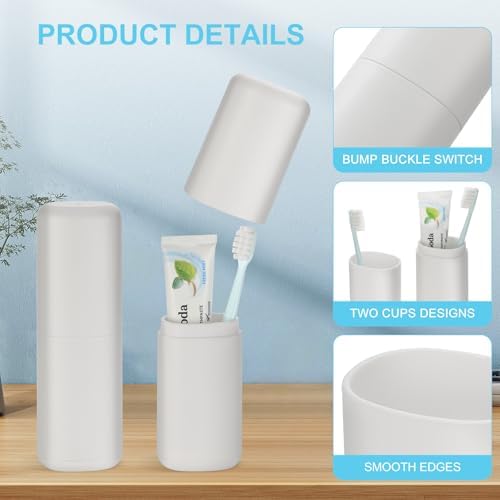Travel Toothbrush and Toothpaste Case, 2 in 1 Gray Toothbrush Holder and Rinse Cup, Large Capacity Toothbrush Cup with Cover, Portable Toothbrush Holder for Traveling, Camping, Trip - 2PCS - Image 5