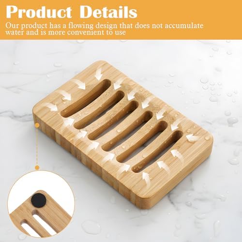 2 Pack Wood Soap Dish for Shower, Natural Wooden Bar Soap Holder - Image 3