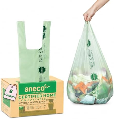 ANECO 8 Gallon Compostable Kitchen Food Waste Bags, 30 Count by ANECOCOMPOSTABLE