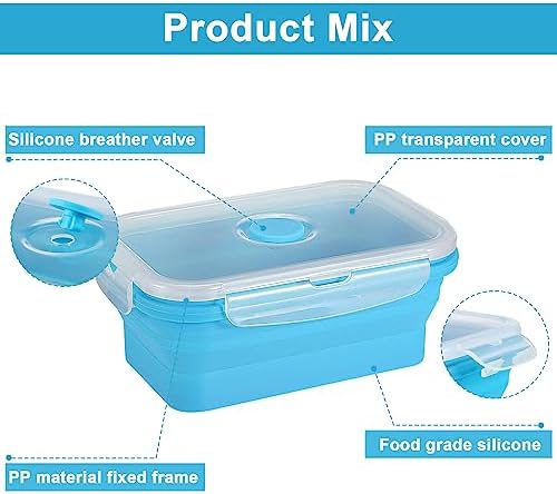 Mifoci 8 Sets of Silicone Collapsible Bowls, Blue, 17 Oz/ 500 ml - Image 5
