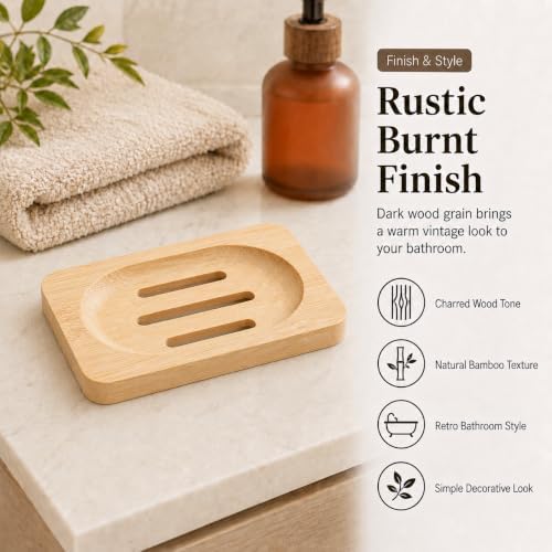 Bamboo Soap Dish, Slatted Bar Soap Holder for Bathroom - Image 4