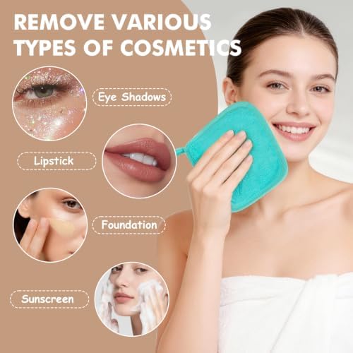 Reusable Makeup Remover Cloths 24 Pack, 6.5"x6.5" Reusable Face Towels - Image 5
