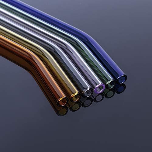 Reusable Glass Straws - 9" L x 8 mm W - Smoothie Drinking Straws for Smoothie, Milkshakes, Pack of 6 with 1 Cleaning Brush (mix1) - Image 3