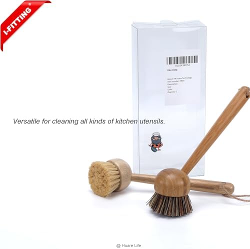 Bamboo Dish Scrubber, Wooden Kitchen Cleaning Brush Set - Image 3