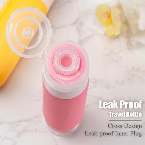 MODENGKONGJIAN 16 Pack Travel Bottles for Toiletries,TSA Approved Silicone Squeezable Travel Shampoo Bottles, 3oz Leak Proof Refillable Toiletry Cosmetic Containers（16 Pcs/Light Yellow） - Image 4