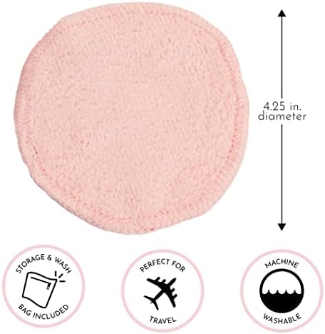 S&T INC. Makeup Remover Wipes for Skin Care with Laundry and Storage Bag, Reusable Makeup Wipes or Face Towels, Travel Essentials, Pink, 4.25 In. Diameter, 16PK - Image 3