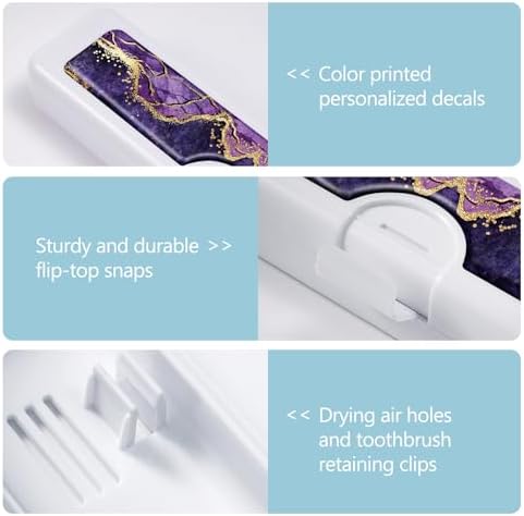 Toothbrush Travel Case - Colorful Pattern, Holder and Covers for Toothbrushes, Includes Tongue Scraper Case - Image 3
