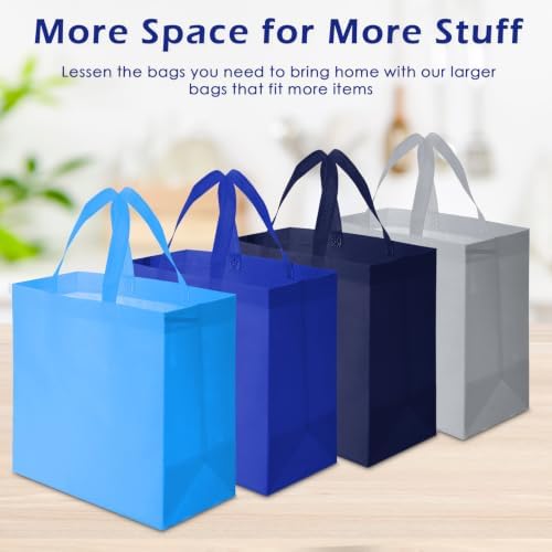 Reginary 100 PCS Non Woven Tote Bags Bulk,Blue & Gray - Image 4