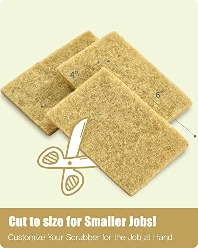 Foamstar Natural Scouring Pads 6 Pack- Non-Scratch Sisal Cleaning Scrub Pads for Dishes, Eco-Friendly Coconut Fiber Kitchen Scrubbers for Pans and Pots, Compostable, Biodegradable - Image 6
