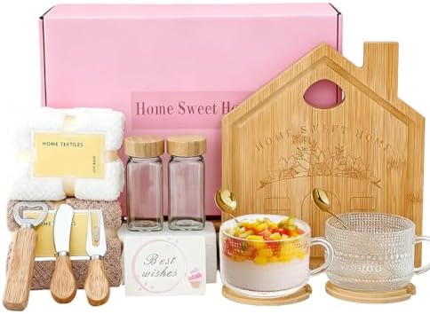 Housewarming Gifts for New Homeowners,11 Pcs House Warming Gifts Set New Home 2025 with Bamboo Cheese Board Vintage Coffee Mugs, Closing Gift for Home Buyers New Apartment by Qubccum