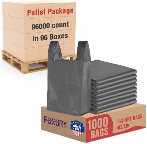 Fuxury 96000 (96K) Count Plastic T-shirt Bags plain Grey Made in USA by Fuxury