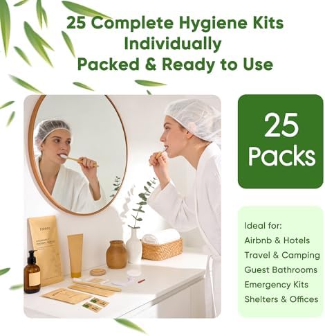 Personal Hygiene Kit Bulk 25 Sets, Travel Size Toiletry Kit for Guests, with Bamboo Toothbrush, Toothpaste and Vanity Kit for Women, Men, Travel and Homeless Care Packages - Image 5