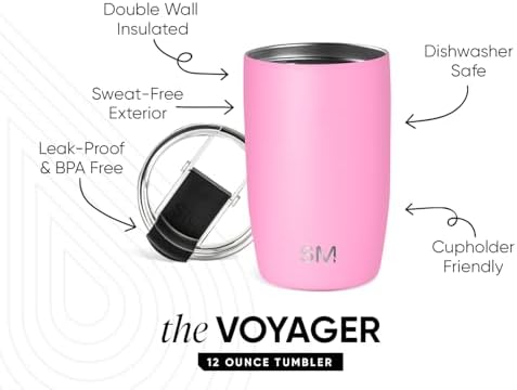 Simple Modern Travel Coffee Mug with Lid | 12oz | Pink - Image 2