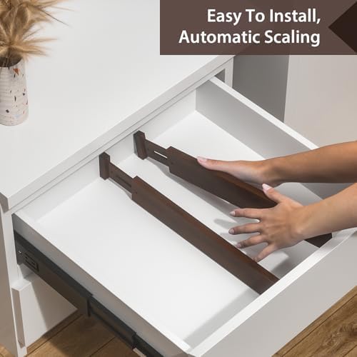 DUCOO 4 PCS Drawer Divider, 17"-22" Adjustable Bamboo Drawer Dividers Organizers, 2.3" High Expandable Separators for Kitchen, Clothes, Dressers, Home, Office, Mocha - Image 7