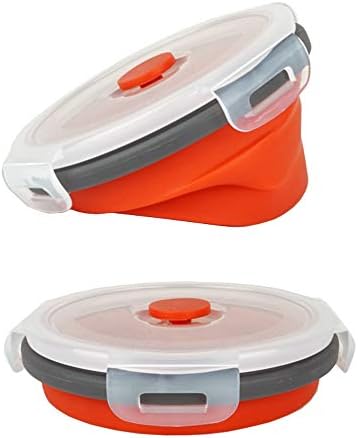 Ecomorning 3Piece Round Collapsible Lunch Container Silicone Food Storage Containers Collapsible Camping Bowl with Airtight Silicone Lids, Microwave, & Freezer Safe, 350ML - Image 6