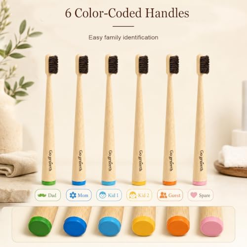 Horse Bristle & Bamboo Toothbrushes 6-Pack (Soft) - Image 5