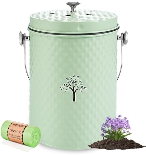 AOSION Countertop Compost Bin, Odor-Free Food Waste Container with 50 Bags by AOSIONUSA