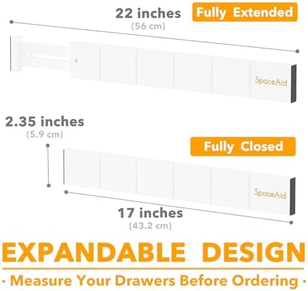 SpaceAid Bamboo Drawer Dividers with Inserts and Labels, Kitchen Adjustable Drawer Organizers, Expandable Organization for Home, Office, Dressers, 10 Dividers with 24 Inserts (17"-22" White) - Image 4