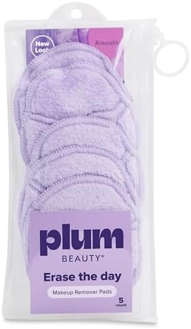 Plum Beauty Reusable Makeup Remover Pads - Soft Face Cleansing Pad, 5 Count - Image 2