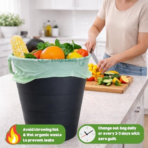 3 Gallon Certified Compostable Bags (125 Bags) Small Disposable Compost Trash Bags Food Scrap Garbage Bags US BPI Certified TUV OK Compost Home Certified Meeting ASTM D6400 (125 ct.) - Image 2