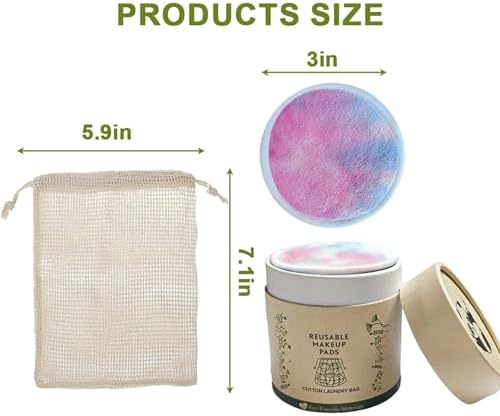 28 Pack Reusable Cotton Rounds with Washable Laundry Bag and Round Box|Travel Essentials for Skincare, Makeup Remover Pads and Storage|Reusable Makeup Remover Pads Colorful - Image 3