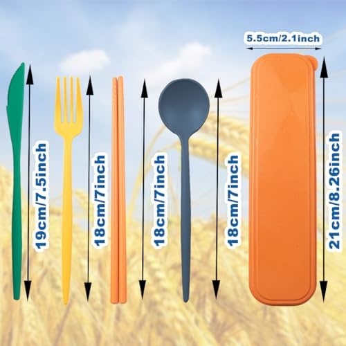 ELANE 4 Sets Reusable Travel Utensils Set with Case,Camping Cutlery Set Reusable Cutlery Set with Case,Utensil Sets for Lunch Picnic Daily Use Outdoor - Image 2