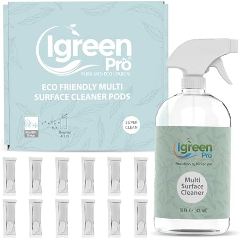 Multi-surface All Purpose Cleaner Tablets, Water Soluble,12 Pack Water Soluble Pods for Kitchen, Bathroom, Home Surfaces (12 Water Soluble Pack, Lemongrass) by IGreenPro