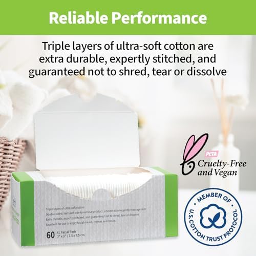 ForPro Pure & Simple XL Facial Pads, 60ct, 3"x3", Vegan & Cruelty-Free - Image 6