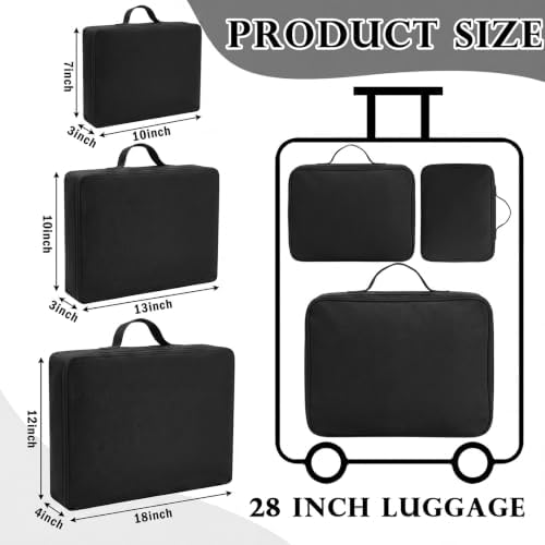 Shinymoon 3 Set 100% Cotton Packing Cubes 3 Sizes Regular Black - Image 2