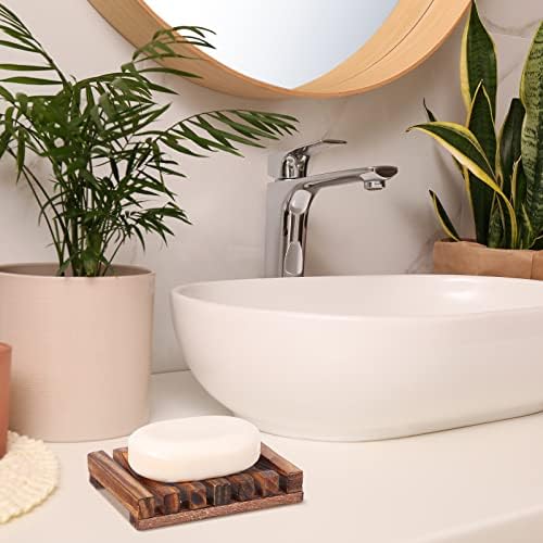 Skylety 50 Pieces Wooden Shower Soap Dish Bulk Soap Holder, Brown Color - Image 4