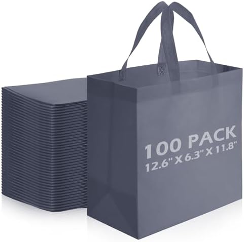 Reginary 100 PCS Non Woven Tote Bags Bulk,Dark Gray by Reginary