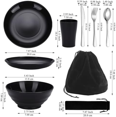 Kyraton Camping Utensils, Portable Travel Silverware Set with Reusable Light Weight Mug, Bowls and Plate, Stainless Steel Cutlery Set, Camping Mess Kit for 1 Person - Image 2