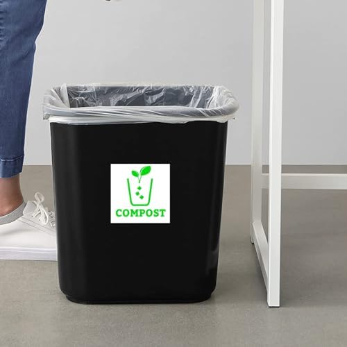 Trash Recycle Compost Stickers Set of 3 Recycle Sticker Vinyl Decal for Recycle Bin, Compost Bin, Trash Can Symbol to Organize Garbage containers Trash Can (Compost White, 5x5inch) - Image 2
